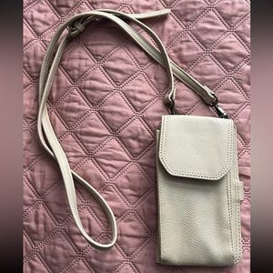 Phone Holder Wallet Champagne Crossbody Bag With Card Slots & Zip Pocket